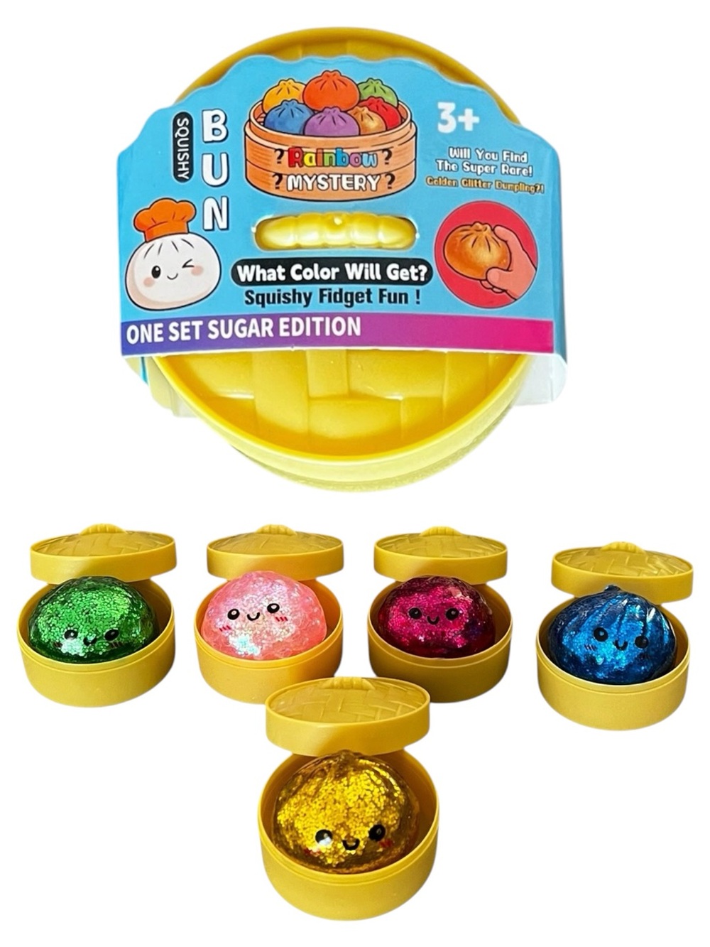 Soft Dumpling Glitter Squishy Stress Relief Fidget Toy Mystery Color Party Favor